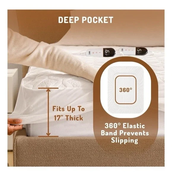 New Degrees of Comfort Dual Control California King Heated Mattress Pad White - Picture 10 of 11